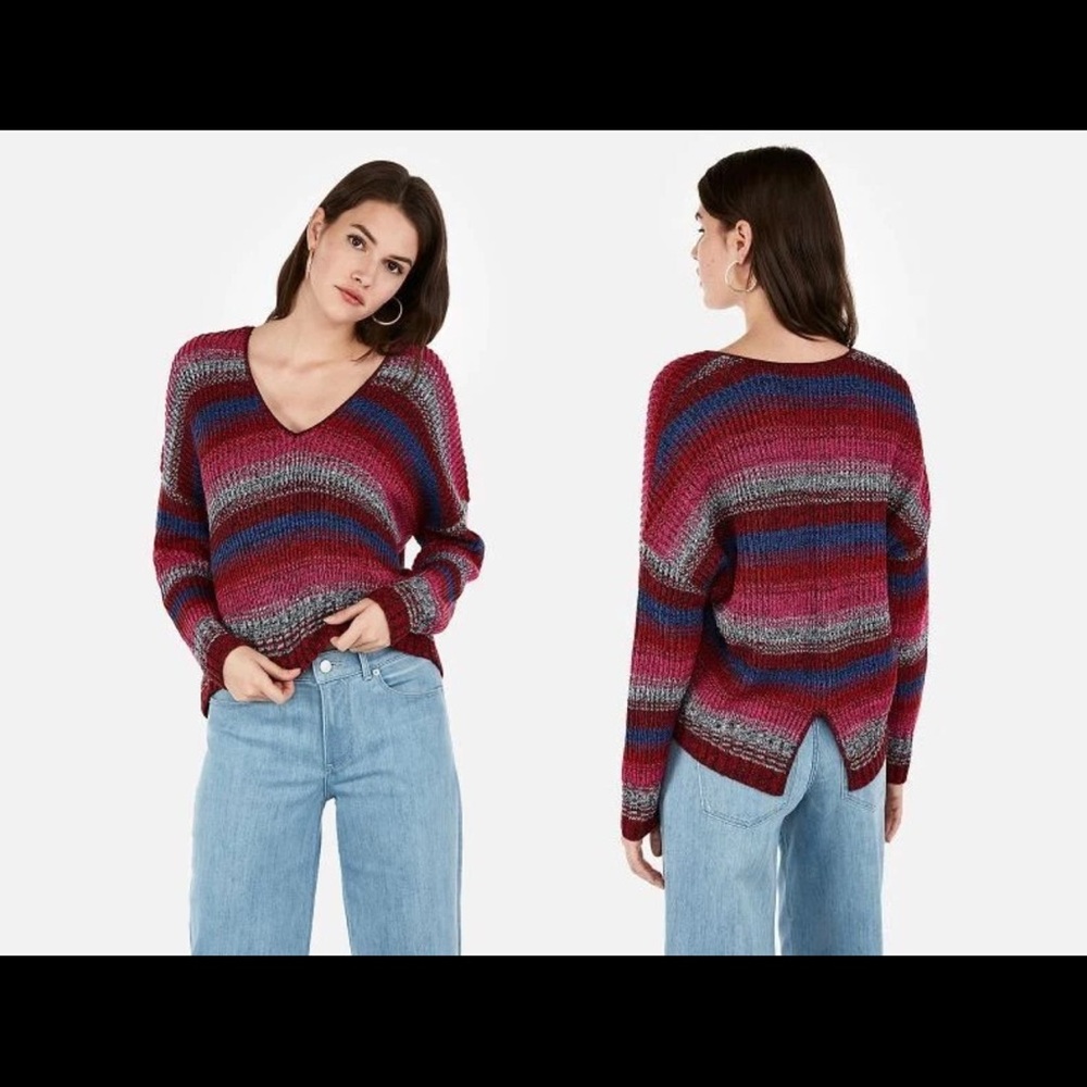 Express Striped Cropped Knit Sweater XS – Multicolor Cozy